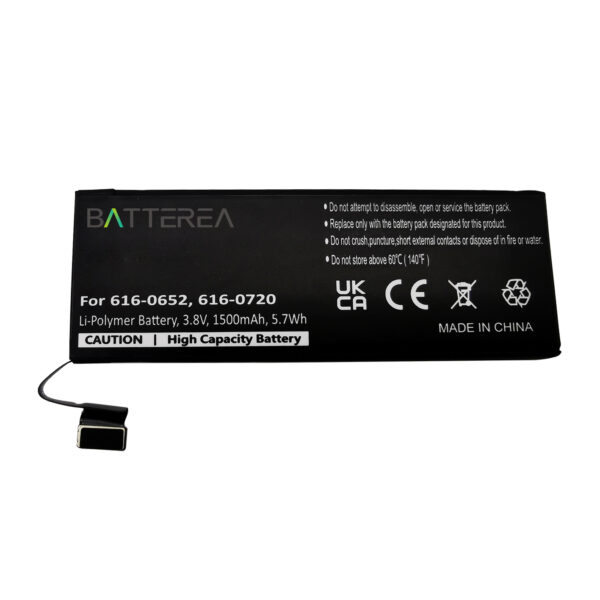 Wholesale smart phone battery replacement for Apple iPhone 5S, replaces 616-0652, 616-0720, Li-Polymer, 1500mAh,3.8V