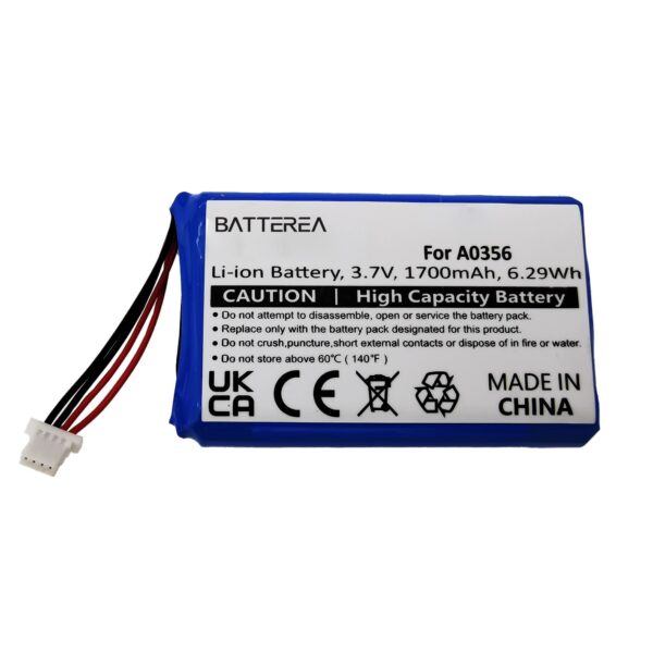 Wholesale remote controller replacement battery for Nevo S70, replaces A0356, Li-ion, 3.7V, 1700mAh