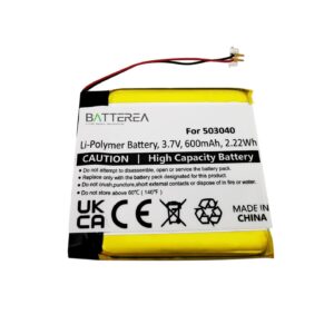 battery replacement for samsung yp k5, replaces 503040, li polymer, 600mah,3.7v