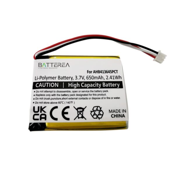 battery replacement for sennheiser pxc 550, replaces ahb413645pct,  650mah,3.7v,li polymer