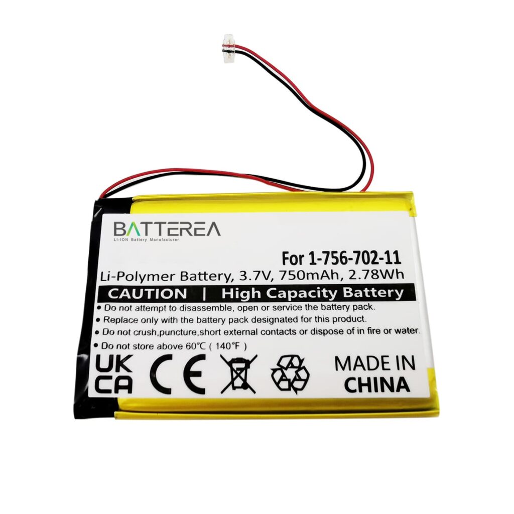 battery replacement for sony nwz a720, replaces 1 756 702 11, li polymer, 3.7v, 750mah