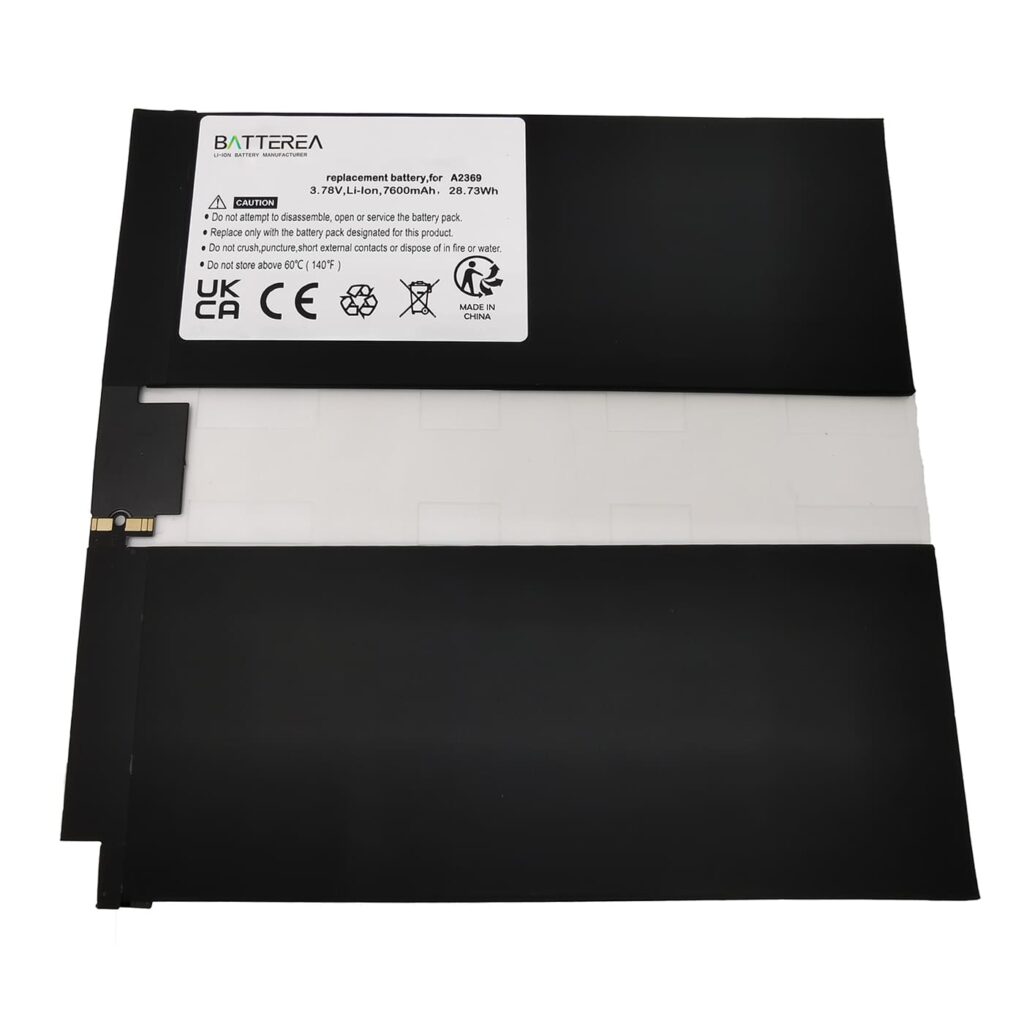 battery for apple ipad pro 11 3. gen, replaces a2369, li polymer 3.78v 7600mah 28.73wh