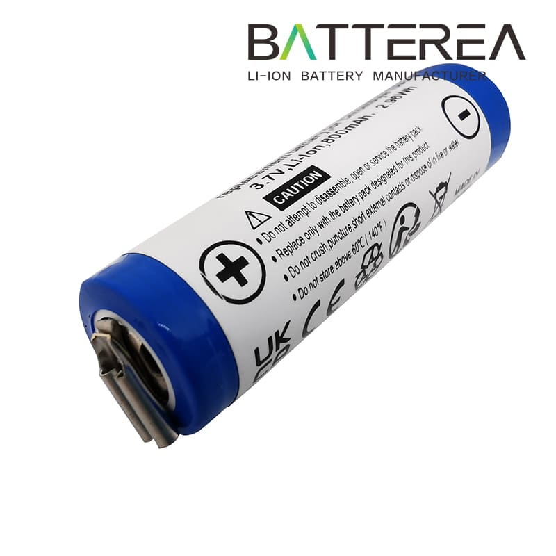 shaver battery for moser chromstyle 1584, 800mah, li ion,3.7v,side view