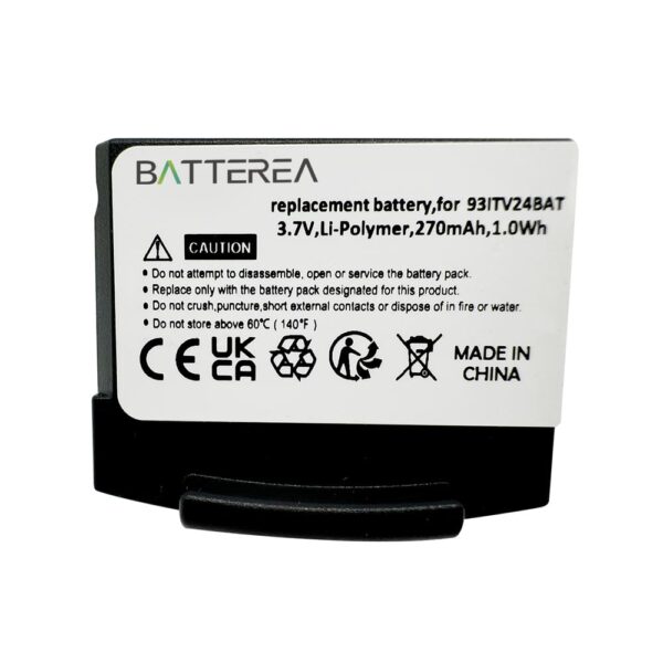 Wireless headset battery  for Amplicomms TV2400, TV2410, replaces 93ITV24BAT, Li-Polymer, 3.7V, 270mAh